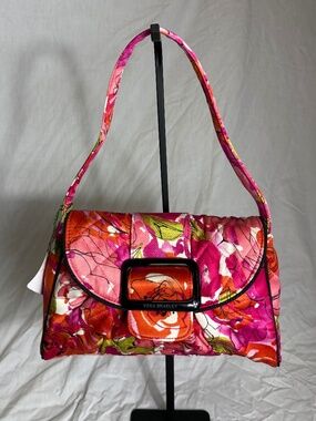 Vera Bradley Pink Floral Quilted Shoulder Bag w/ Buckle Detail